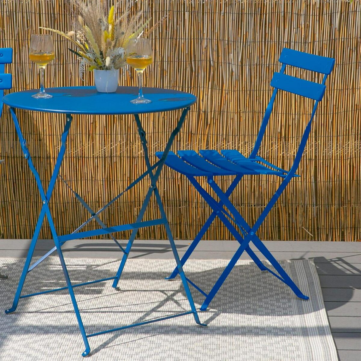 2 Seater Sussex Bistro Set Table Chairs Outdoor Patio Furniture Round Navy - Image 7