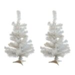 2ft Artificial Christmas Tree with Stand - White Pine Spruce Xmas Decoration x2