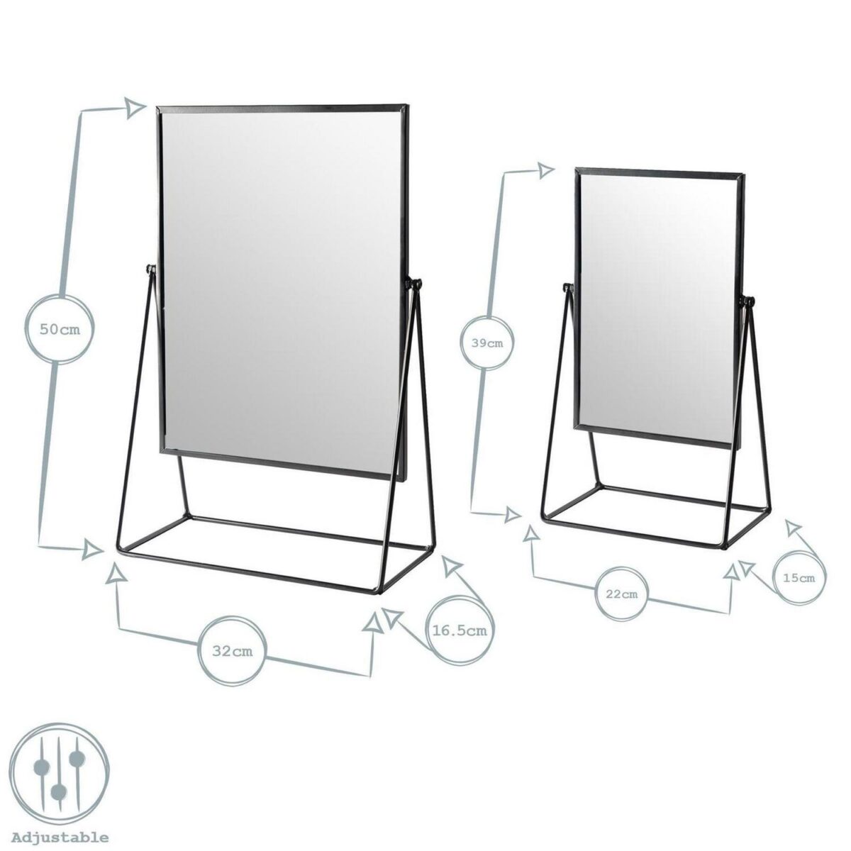 2pc Dressing Table Mirror Set Makeup Cosmetic Vanity Bedroom Bathroom Mirror - Image 3