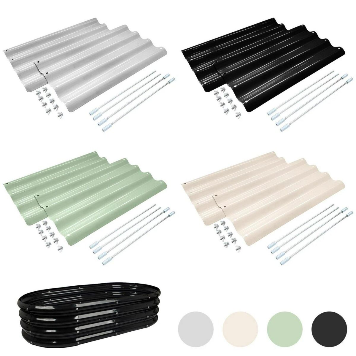 2pc Galvanised Steel Raised Garden Bed Extension Set 50cm Planter Grow Box - Image 1
