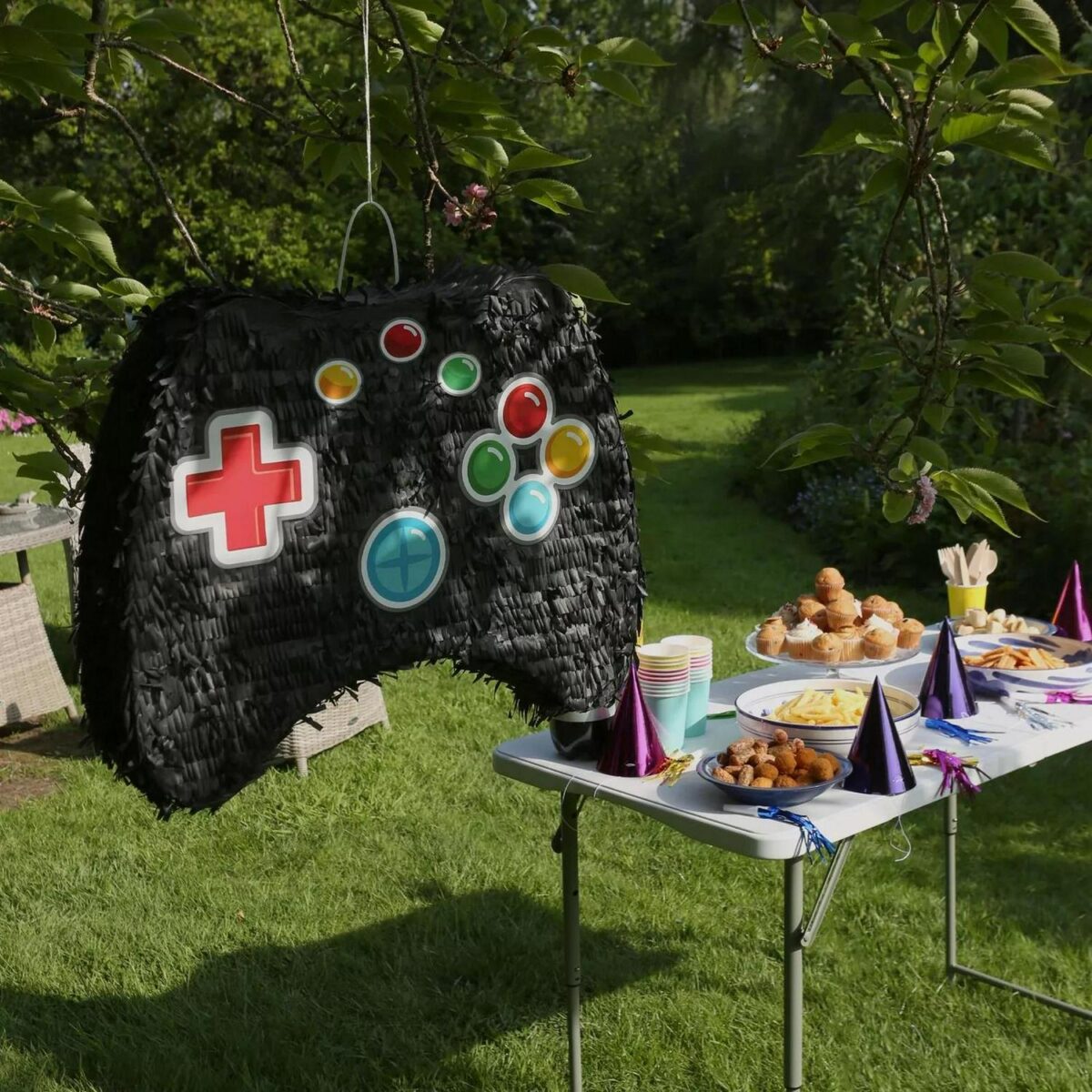 2pc Game Controller Pinata with Blindfold Set Black Birthday Party Game - Image 6
