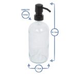 2pc Glass Soap Dispenser Set with Bamboo Tray 500ml Amber Bathroom Liquid Pump - Image 3