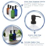 2pc Glass Soap Dispenser Set with Bamboo Tray 500ml Amber Bathroom Liquid Pump - Image 2