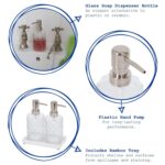 2pc Prism Glass Soap Dispenser Set with Ceramic Tray 330ml Clear Liquid Pump - Image 2