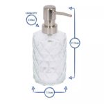 2pc Prism Glass Soap Dispenser Set with Ceramic Tray 330ml Clear Liquid Pump - Image 3