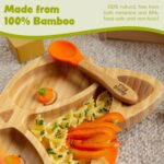 2pc Tiny Dining Beige Bamboo Fox Baby Weaning Plate and Fork Set with Suction - Image 4