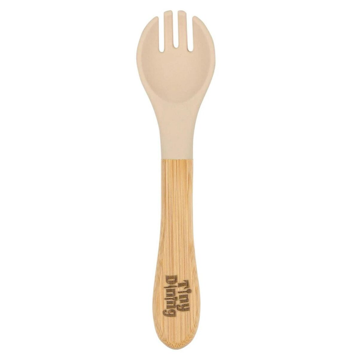 2pc Tiny Dining Beige Bamboo Baby Weaning Fork and Spoon Set Toddler Feeding - Image 7