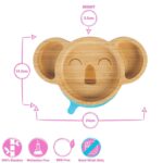 2pc Tiny Dining Blue Bamboo Koala Baby Weaning Plate and Fork Set with Suction - Image 6