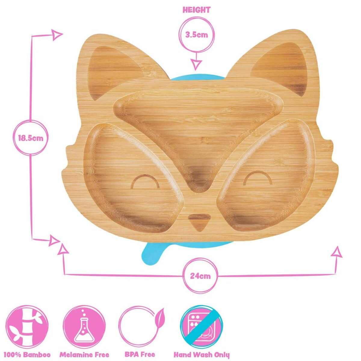 2pc Tiny Dining Green Bamboo Fox Baby Weaning Plate and Fork Set with Suction - Image 6