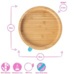 2pc Tiny Dining Pink Bamboo Round Baby Weaning Plate and Fork Set with Suction - Image 6