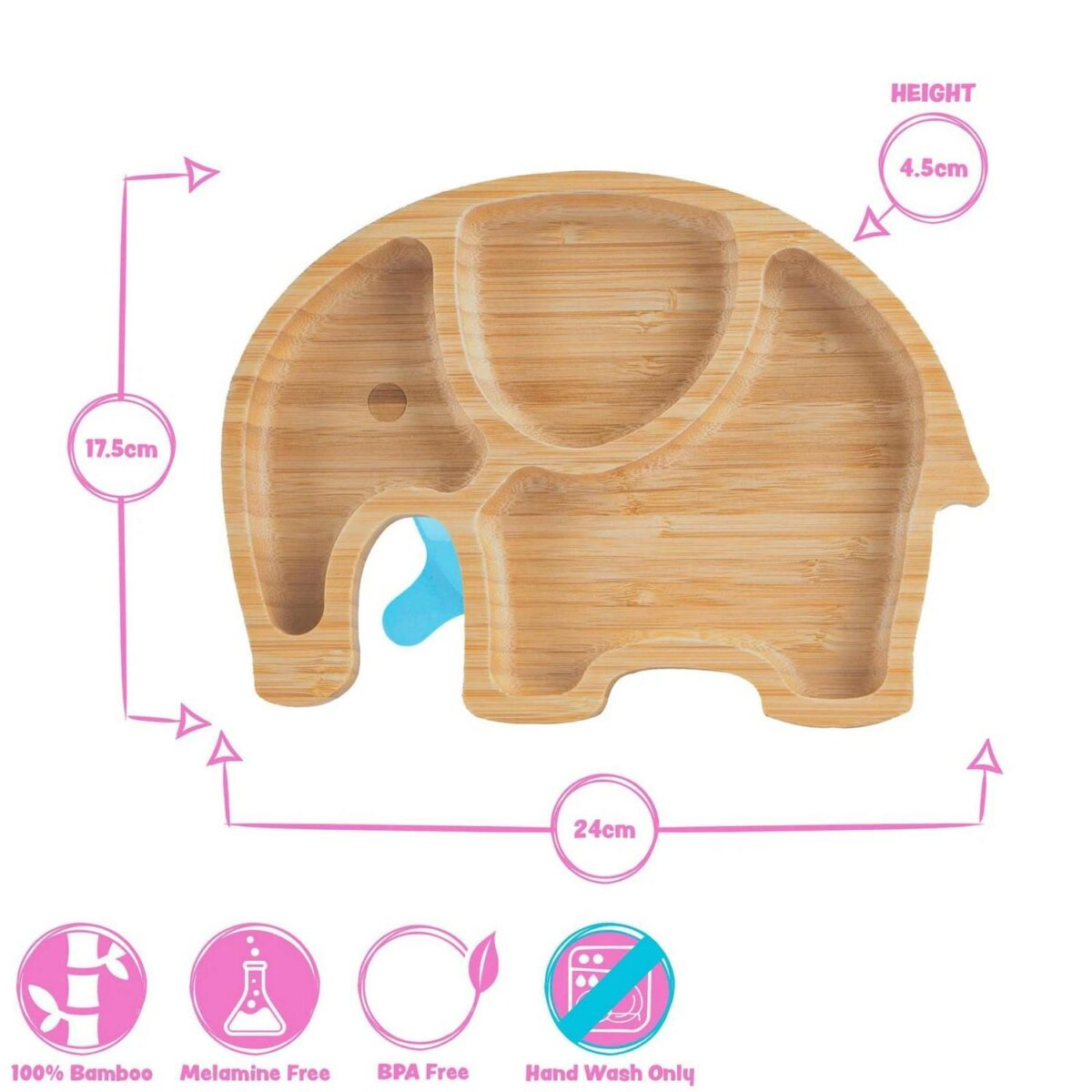 2pc Tiny Dining Yellow Bamboo Elephant Baby Weaning Plate and Fork Set Suction - Image 6