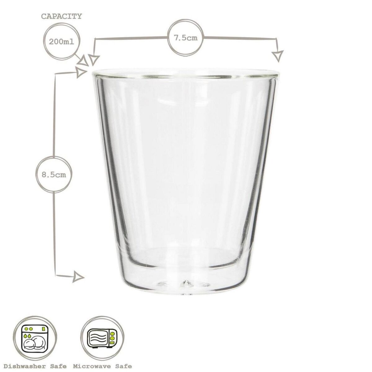 2x 200ml Double-Walled Glasses Set Thermal Insulated Glass Coffee Tea Cup Mug - Image 4