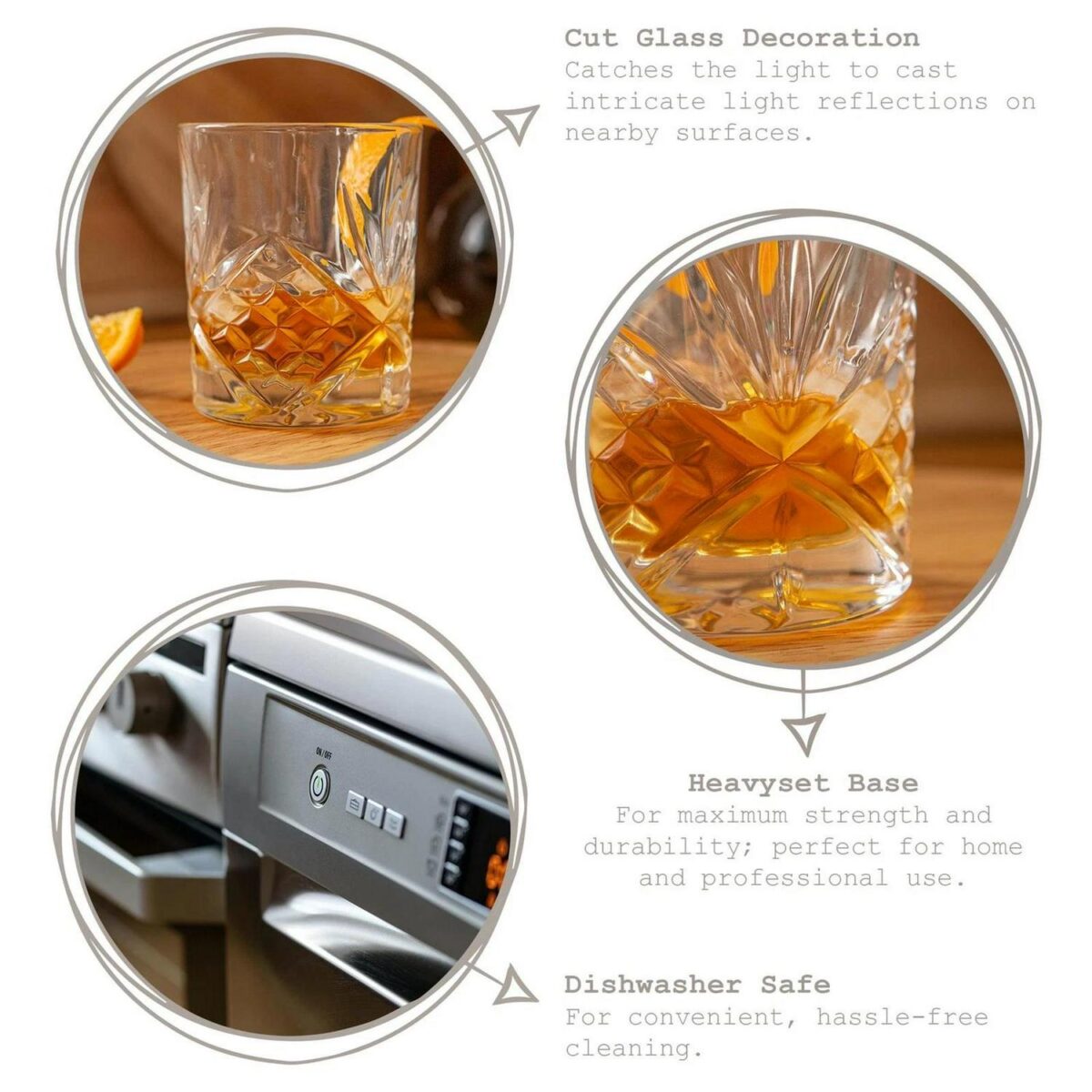 2x 310ml Classic Whisky Glasses Bar Glass Scotch Drinking Glassware Tumblers Set - Image 2