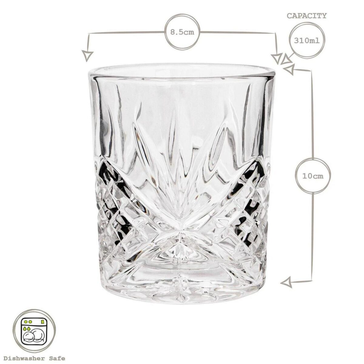 2x 310ml Classic Whisky Glasses Bar Glass Scotch Drinking Glassware Tumblers Set - Image 3