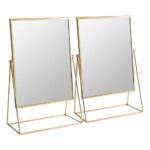 2x 32 x 50cm Rectangle Makeup Mirrors Free Standing Dressing Table Vanity Gold
