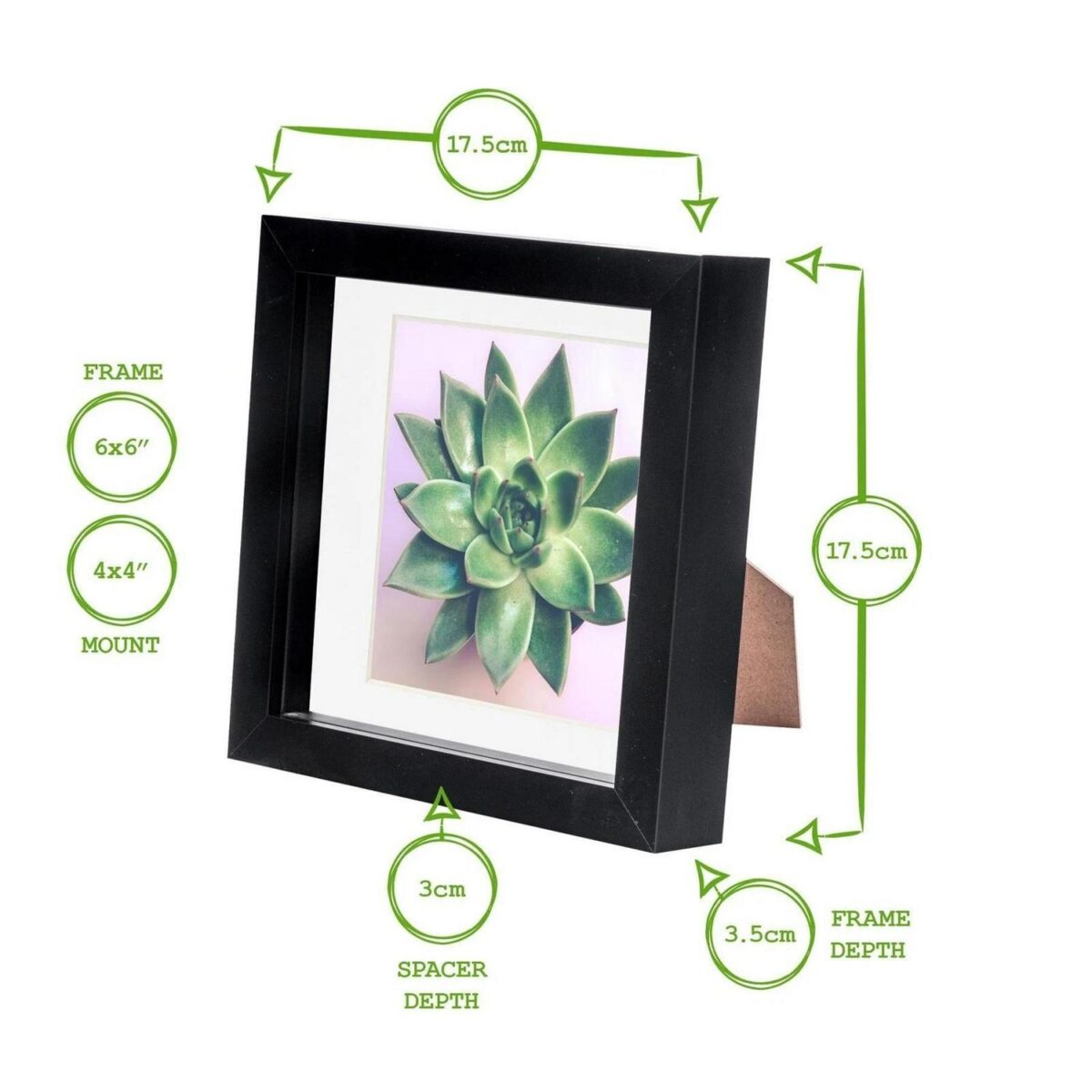 2x 3D Box Photo Frames Picture Display 6 x 6  with 4 x 4  Mount Black/White - Image 4