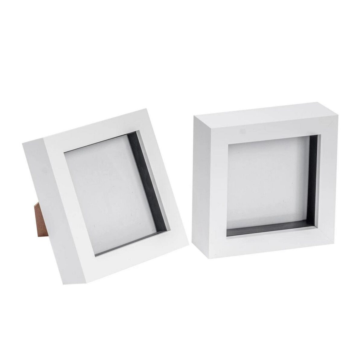 2x 3D Box Photo Frames Standing Hanging Craft Shadow Picture Frame 4 x 4  White - Image 1