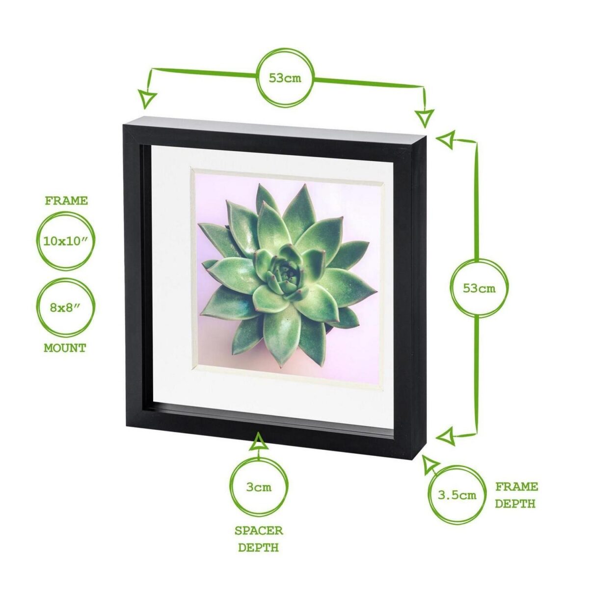 2x 3D Box Photo Frames Picture Display 10 x 10  with 8 x 8  Mount Grey/Black - Image 4
