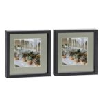 2x 3D Box Photo Frames Picture Display 10 x 10 with 6 x 6 Mount Black/Grey