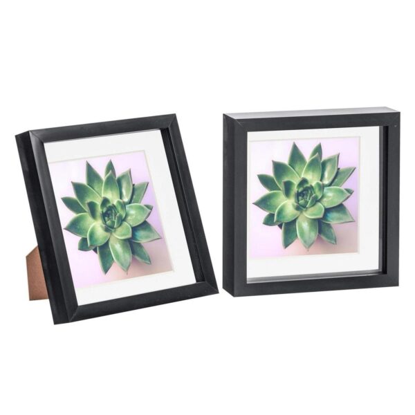 2x 3D Box Photo Frames Picture Display 8 x 8  with 6 x 6  Mount Black/White
