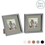 2x 3D Box Photo Frames Picture Display 8 x 8 with 4 x 4 Mount Grey/Grey