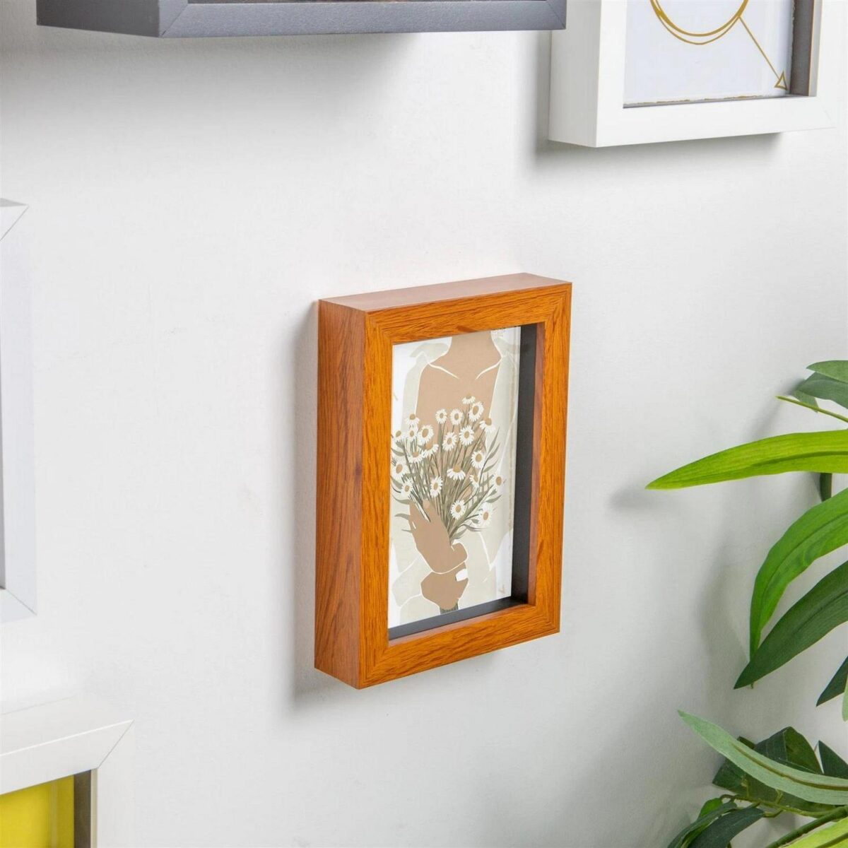 2x 3D Box Photo Frames Standing Hanging Picture Frames 4 x 6  Dark Wood - Image 6