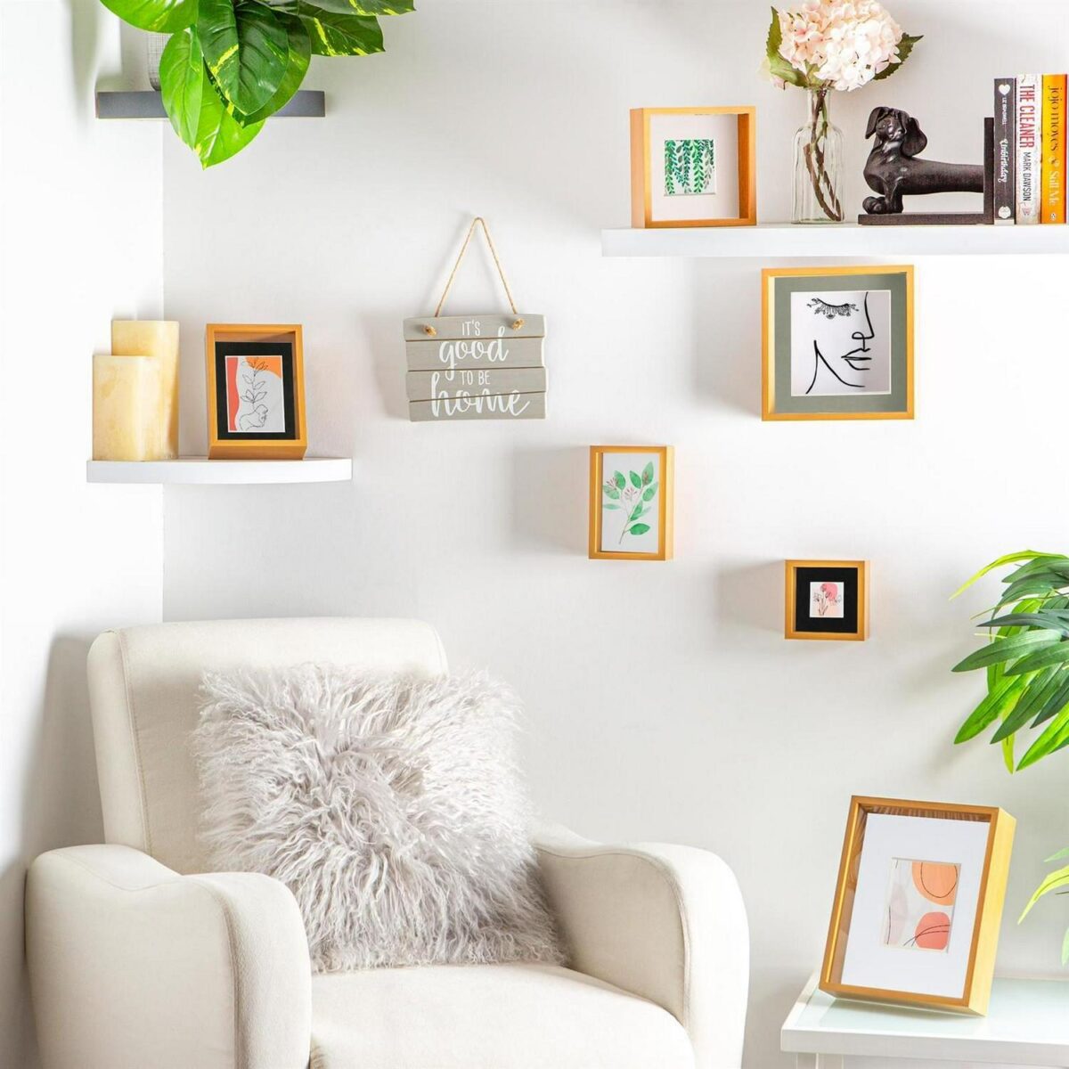 2x 3D Deep Box Photo Frames 8 x 8  with 6 x 6  Mount Light Wood/Ivory - Image 6