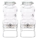 2x 6.5L Glass Drinks Dispensers with Tap and Chrome Stand Cold Water Lemonade Jug