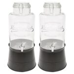 2x 8.7L Glass Drinks Dispensers with Tap and Black Bucket Stand Cold Water Jug