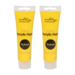 2x Acrylic Paints 100ml Yellow Premium Artists Canvas Wood Ceramic Tube Paints