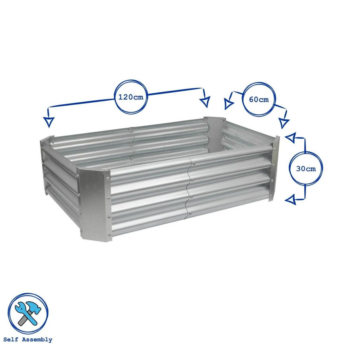 2x Anthracite 120cm x 60cm Rectangle Galvanised Steel Raised Garden Beds Planter - Image 3