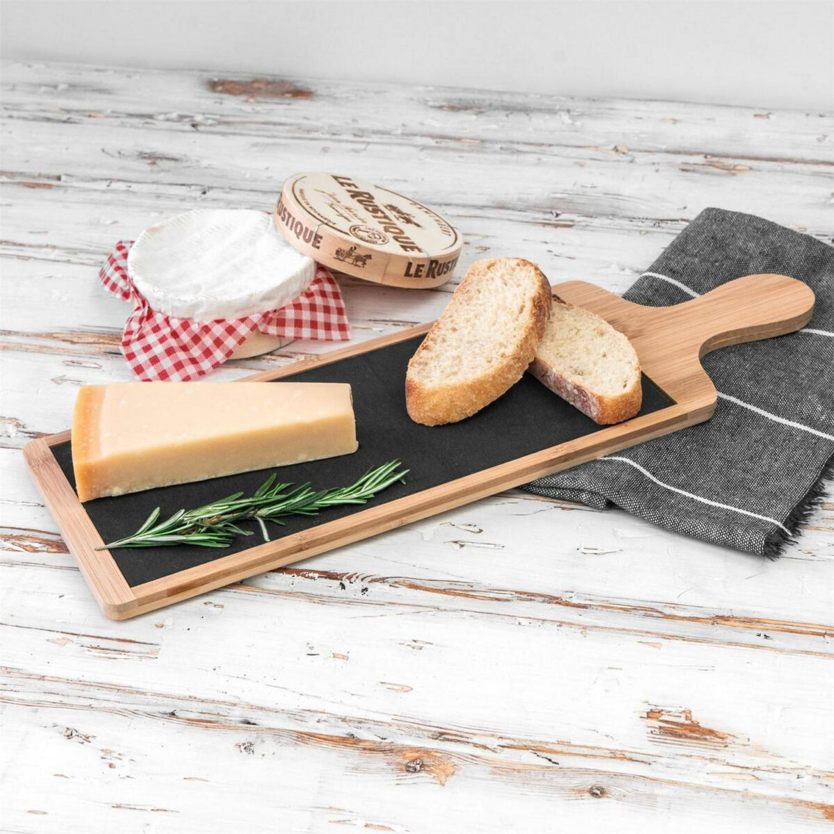 2x Bamboo Slate Serving Paddles Rustic Dining Table Setting 44.5 x 14.5cm Grey - Image 6