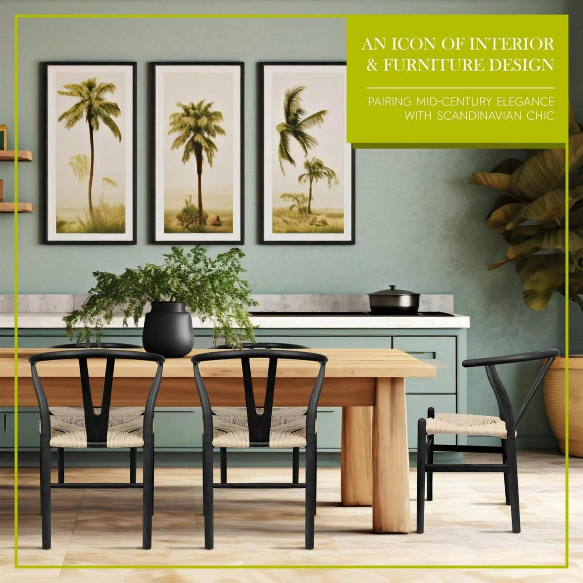 2x Beech Wooden Wishbone Dining Chairs Natural/Natural Mid-Century Modern Seat - Image 2