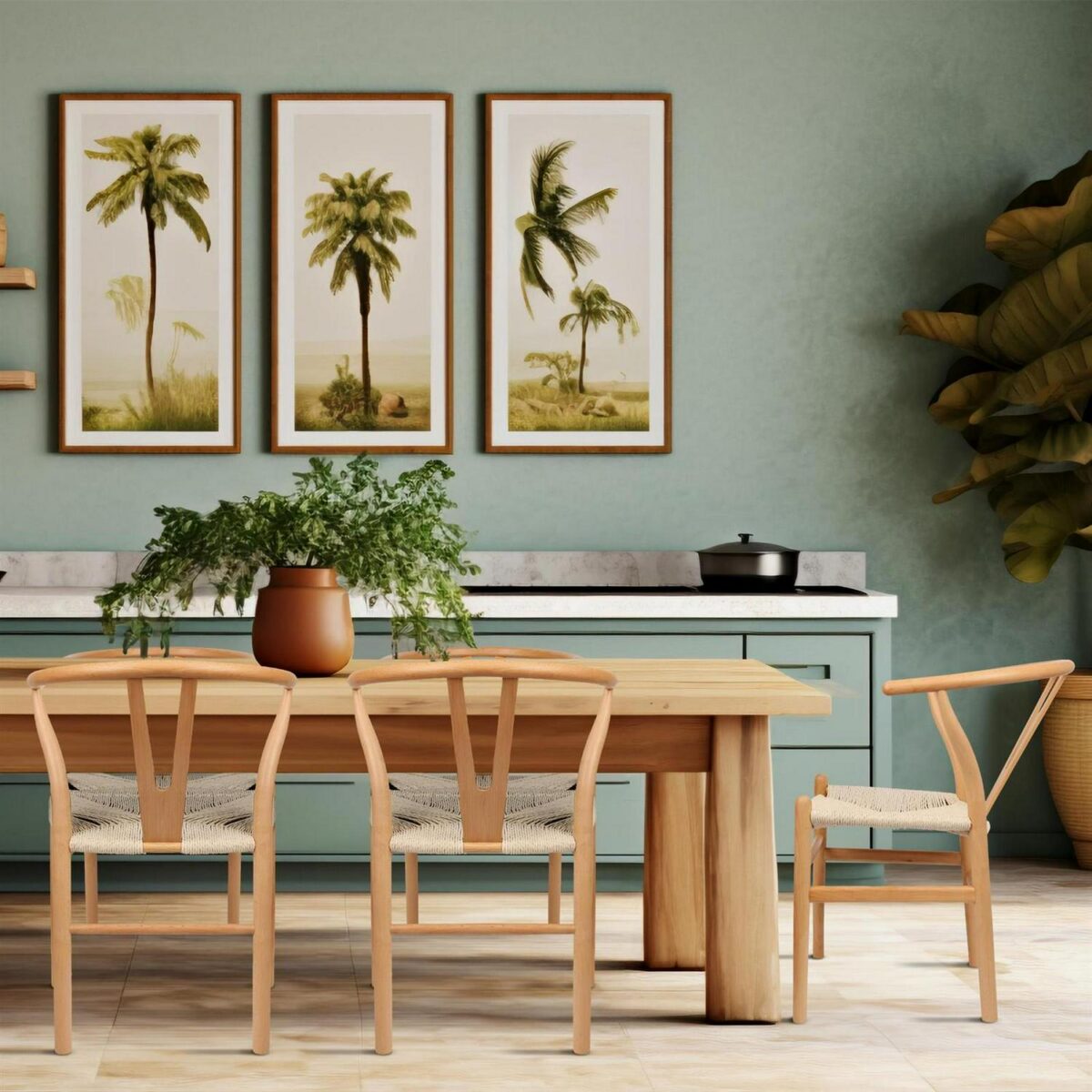 2x Beech Wooden Wishbone Dining Chairs Natural/Natural Mid-Century Modern Seat - Image 6