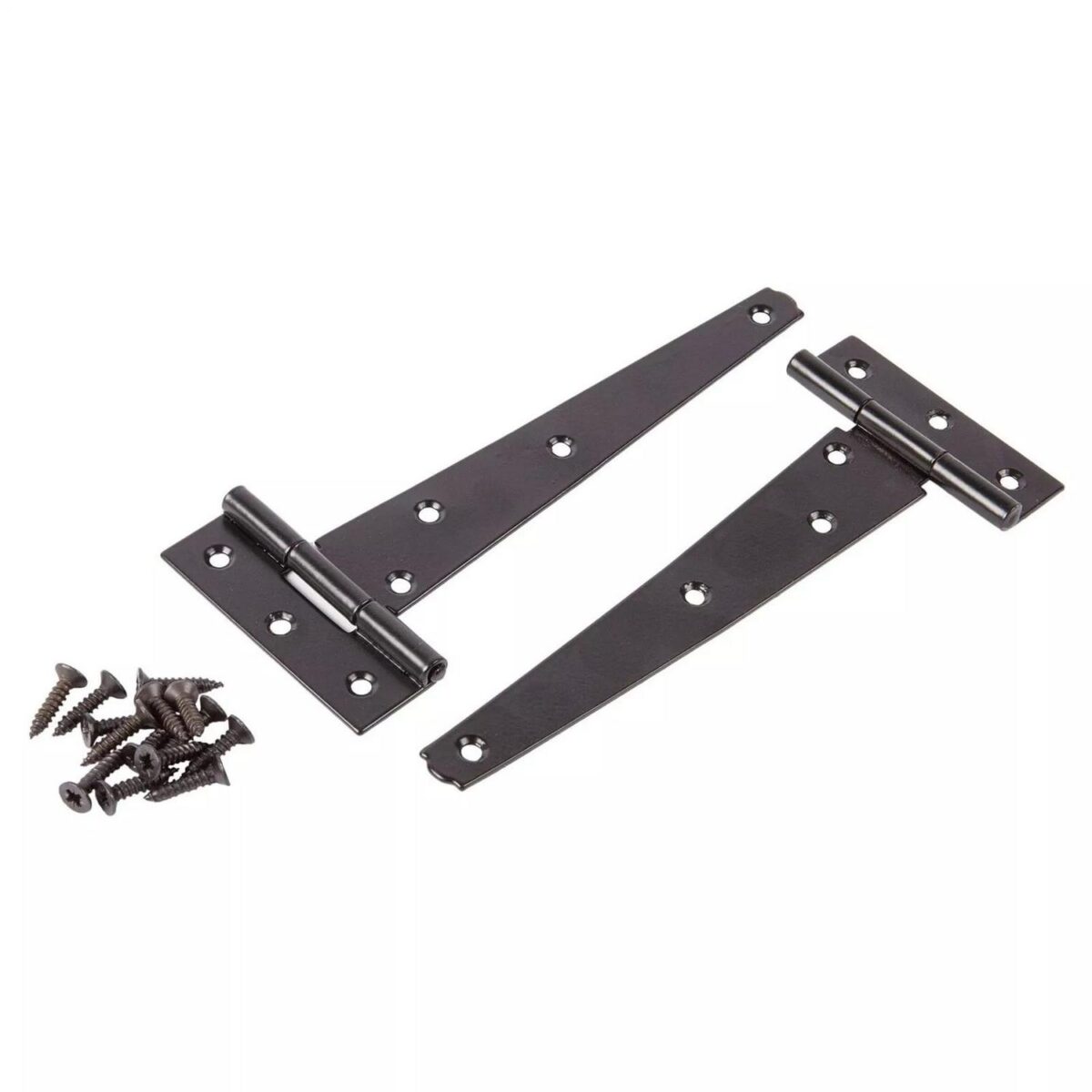 2x Black 152mm Heavy-Duty T-Hinges Outdoor Garden Gate Wood Shed Door Hinge - Image 1