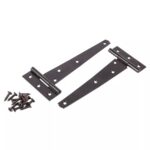 2x Black 152mm Heavy-Duty T-Hinges Outdoor Garden Gate Wood Shed Door Hinge