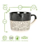 2x Black 450ml Dipped Dash Stoneware Coffee Mugs Large Ceramic Tea Cups Set - Image 3
