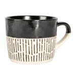 2x Black 450ml Dipped Dash Stoneware Coffee Mugs Large Ceramic Tea Cups Set - Image 5