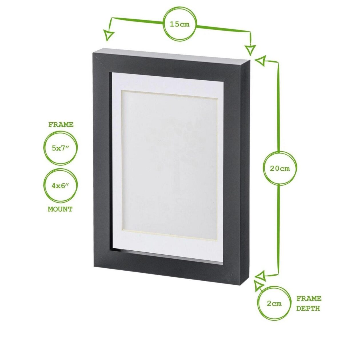 2x Black 5  x 7  Photo Frames with Grey 4  x 6  Mount Picture Wall Décor - Image 3