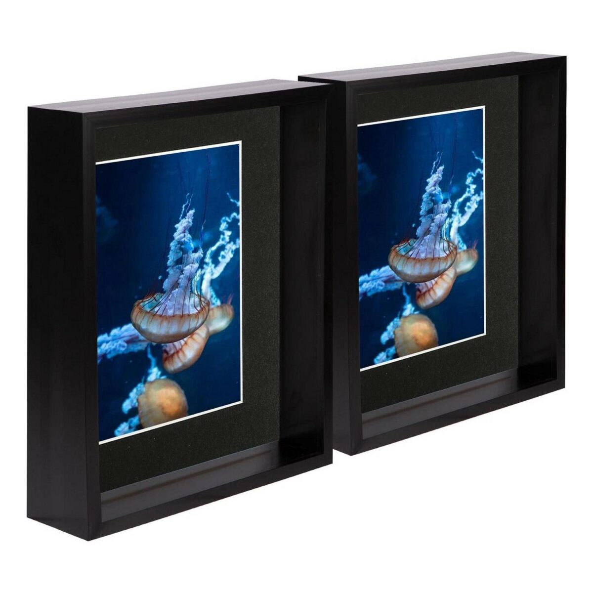 2x Black 8  x 10  3D Deep Box Photo Frames Black 5  x 7  Mount Shadow Picture - Image 1