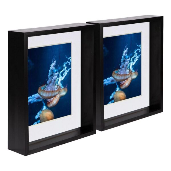 2x Black 8  x 10  3D Deep Box Photo Frames White 5  x 7  Mount Shadow Picture