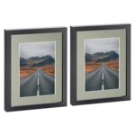 2x Black 8  x 10  Photo Frames with Grey 5  x 7  Mount Picture Wall Décor