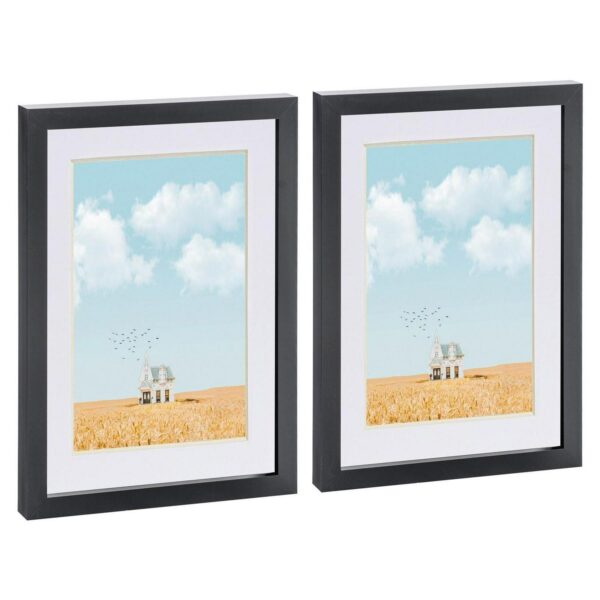 2x Black A4 (8  x 12 ) Photo Frames with White A5 Mount Picture Home Wall Décor