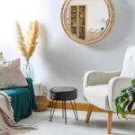 2x Black/Black H40 x D35cm Round Velvet Footstools Ottoman Stool Pouffe Seat - Image 6