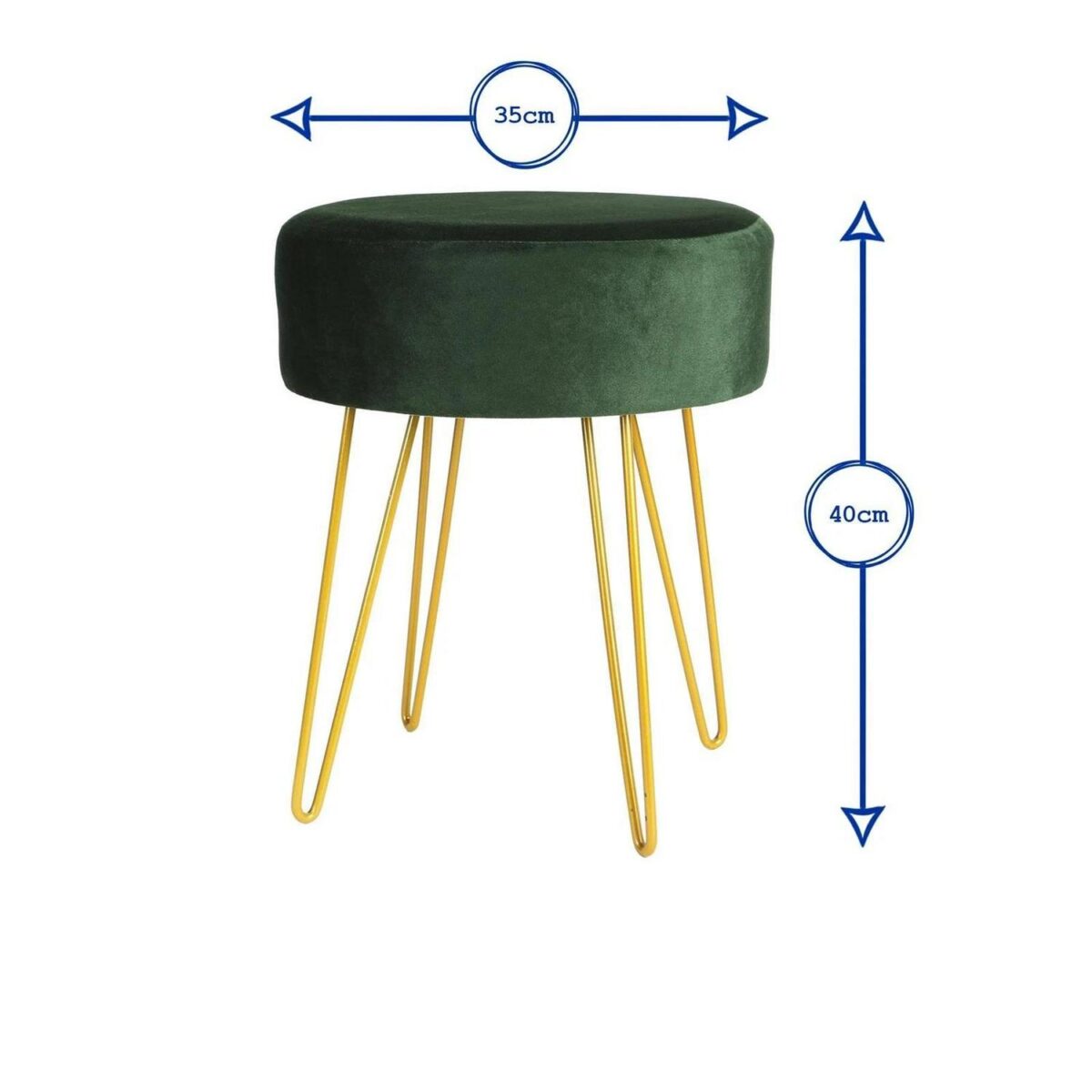 2x Black/Black H40 x D35cm Round Velvet Footstools Ottoman Stool Pouffe Seat - Image 5