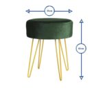 2x Black/Black H40 x D35cm Round Velvet Footstools Ottoman Stool Pouffe Seat - Image 5
