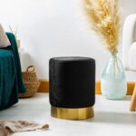 2x Black H36 x D29cm Round Velvet Footstools Foot Stool Pouffe Seat - Image 6
