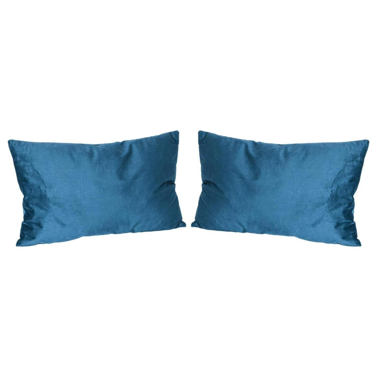 2x Blue 60cm x 40cm Rectangle Velvet Cushions Large Scatter Cushions with Cover - Image 1