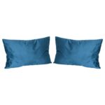 2x Blue 60cm x 40cm Rectangle Velvet Cushions Large Scatter Cushions with Cover
