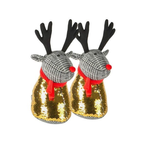 2x Christmas Door Stop Novelty Decorative Interior Weighted Doorstop Reindeer